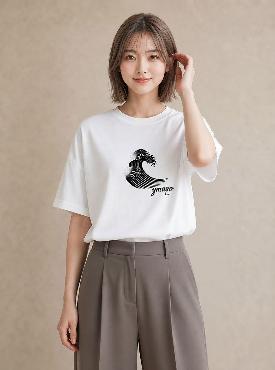 グラフィックTシャツ レディース 紙の船 水辺 ナチュラル アンティーク イラスト 散歩 お出かけ 白T