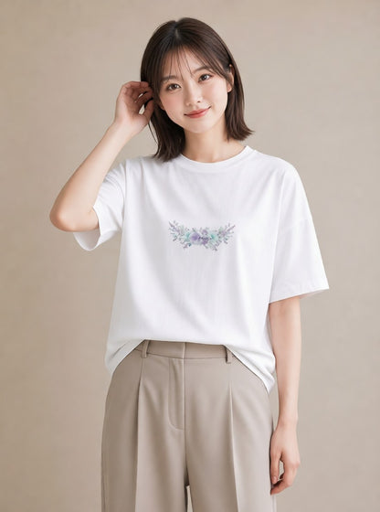 Tシャツ レディース 手鏡 アンティーク レトロ ナチュラル イラスト ポップ 女子会 お揃い 白T