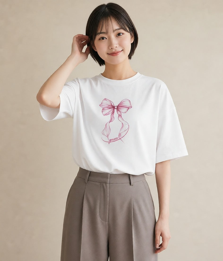 プリントTシャツ レディース バレエシューズ バレエ トウシューズ ナチュラル アンティーク イラスト ラフカジュアル 20代 カジュアルコーデ 白T