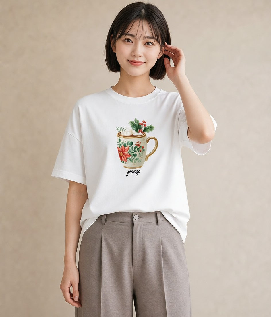 デザインTシャツ レディース エスプレッソ 食べ物 フード イラスト ポップ 自分用 ルームウェア 白T