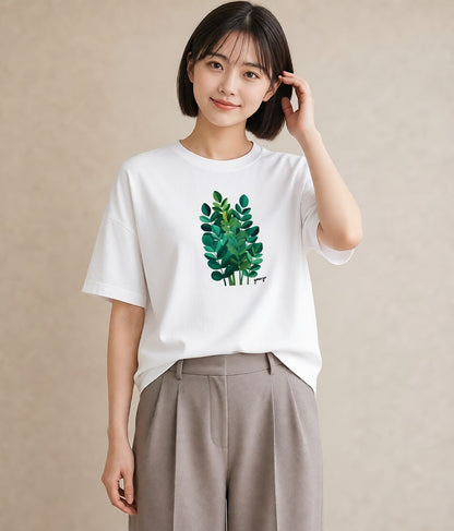 グラフィックTシャツ レディース つる 植物 ボタニカル イラスト 上品 ルームウェア ギフト 白T