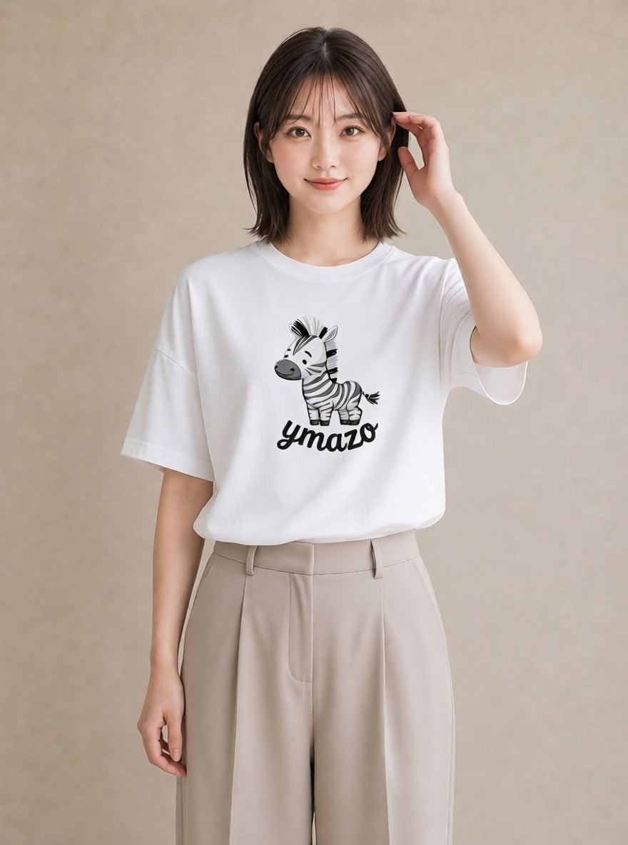 デザインTシャツ レディース しまうま 動物 アニマル イラスト レトロ 秋コーデ おしゃれギフト 白T