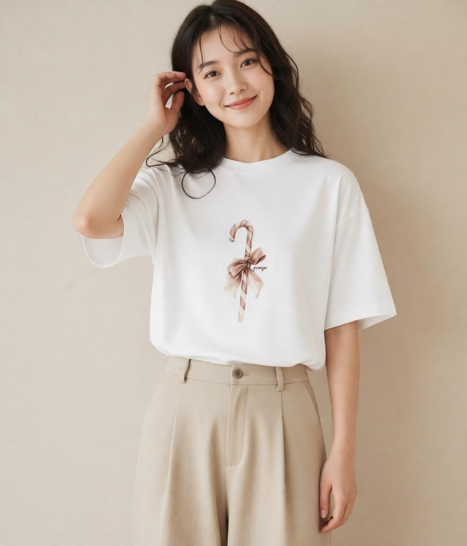 グラフィックTシャツ レディース だんご 食べ物 フード イラスト ポップ 普段着 週末コーデ 白T