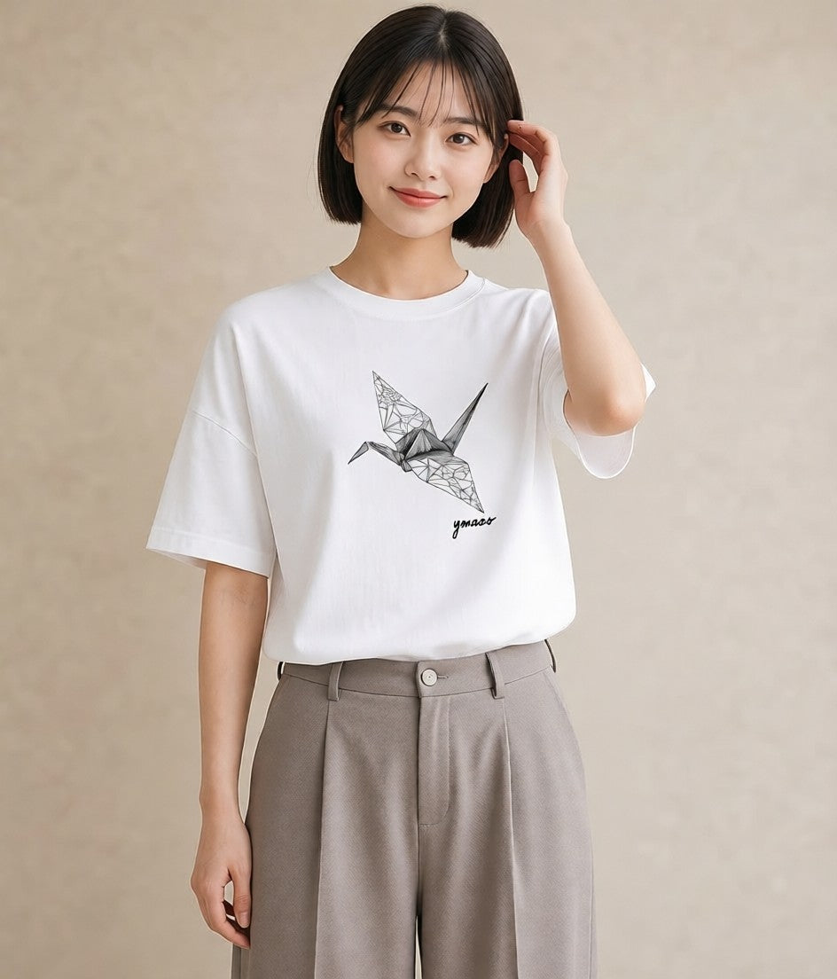 Tシャツ レディース 紙の船 水辺 ナチュラル アンティーク イラスト 休日コーデ 公園 ママ 白T
