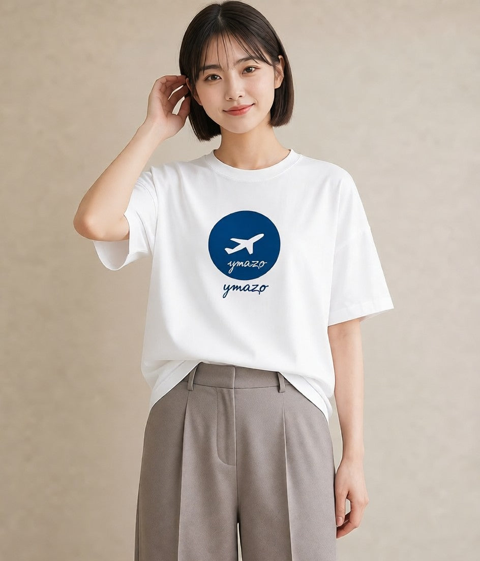 グラフィックTシャツ レディース 旅 トラベル スタンプ イラスト 淡色 社会人 女性 白T