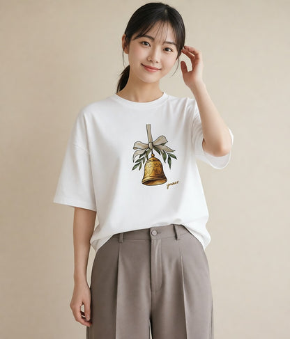 半袖Tシャツ レディース 風鈴 ガラス 夏 ナチュラル アンティーク イラスト 水彩風 敬老の日 ホワイトデー 白T