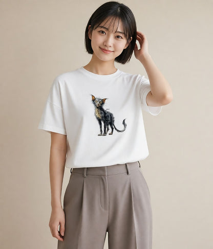 グラフィックTシャツ レディース メインクーン 猫 ねこ イラスト カフェコーデ 秋コーデ おしゃれギフト 白T
