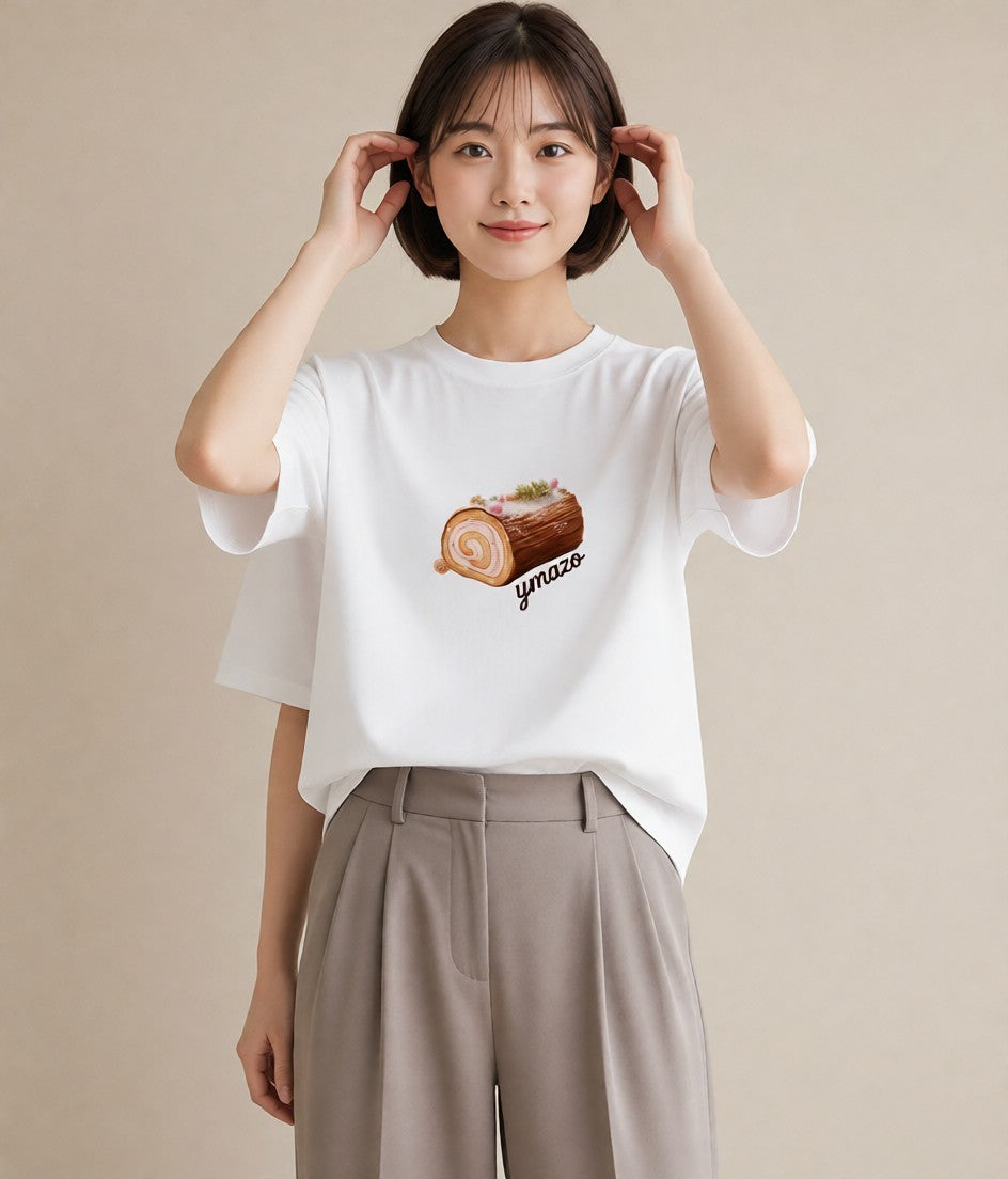 デザインTシャツ レディース あんみつ 食べ物 フード イラスト 休日 ペアコーデ 白T