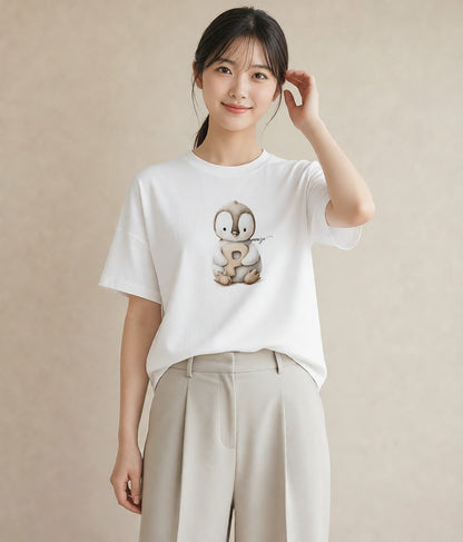 プリントTシャツ レディース ペンギン ぺんぎん 動物 アニマル イラスト シック 敬老の日 ホワイトデー 白T