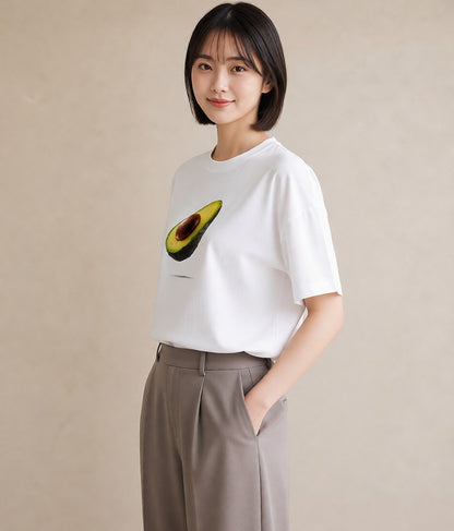 プリントTシャツ レディース アボカド 食べ物 フード イラスト シンプル 在宅 公園 白T