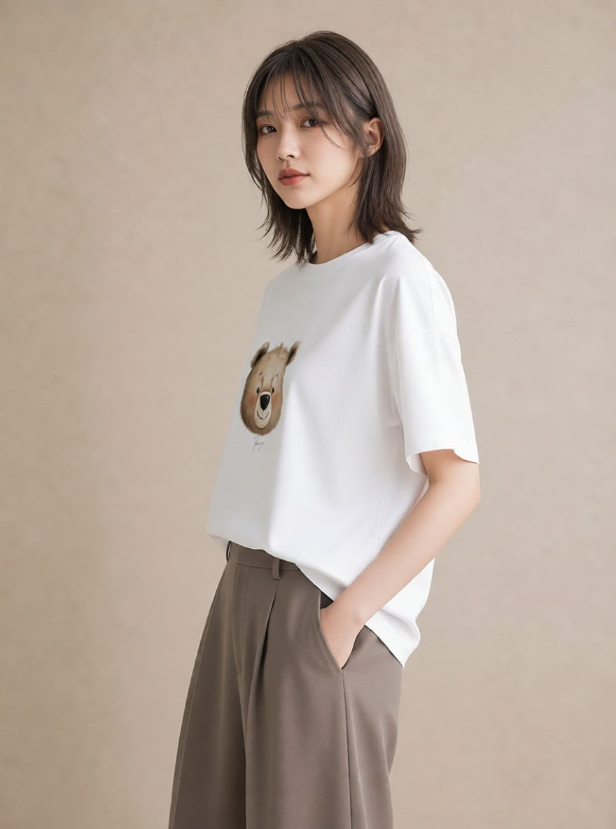グラフィックTシャツ レディース コアラ 動物 アニマル イラスト 手描き風 社会人 女性 白T
