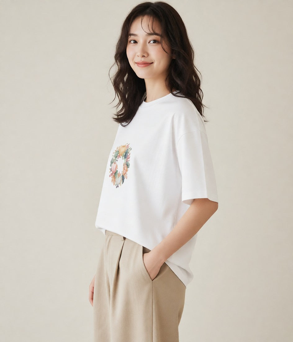 デザインTシャツ レディース 実り 植物 ボタニカル イラスト ナチュラル 休日 ペアコーデ 白T