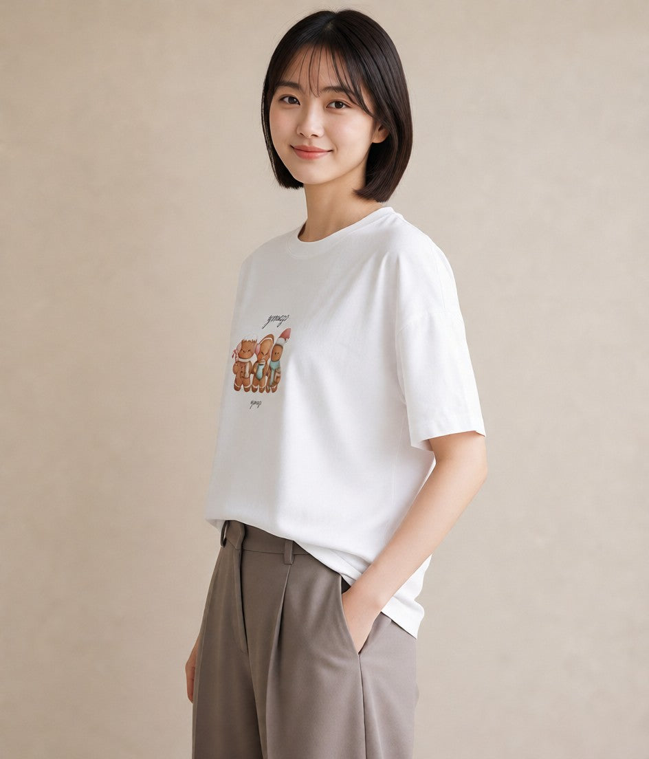 Tシャツ レディース クッキー 食べ物 フード イラスト お洒落 買い物 夏コーデ 白T