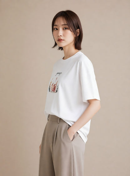 グラフィックTシャツ レディース ウーパールーパー ペット 動物 イラスト ヴィンテージ風 お出かけ 普段着 白T