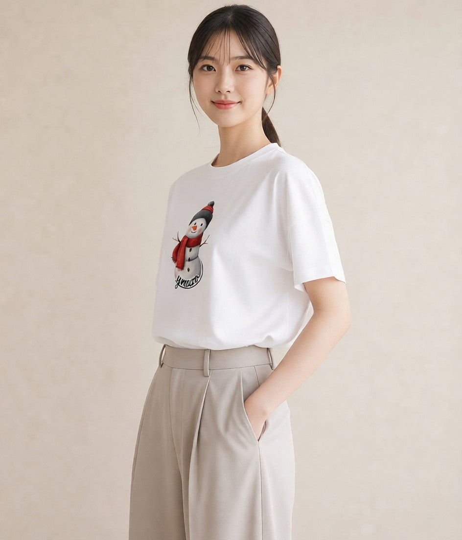 デザインTシャツ レディース 雪 星空 宇宙 イラスト 可愛い お揃い 親子 白T
