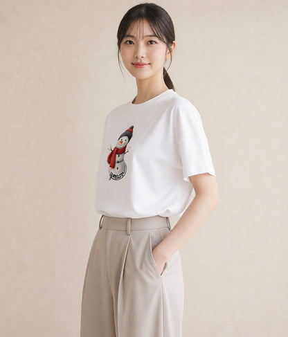デザインTシャツ レディース 雪 星空 宇宙 イラスト 可愛い お揃い 親子 白T