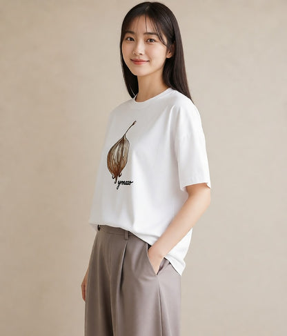 グラフィックTシャツ レディース ダンゴムシ 昆虫 虫 イラスト ガーリー ルームウェア ギフト 白T