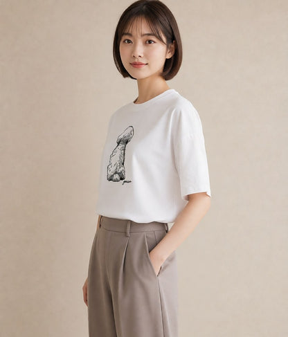 プリントTシャツ レディース ビションフリーゼ 犬 いぬ イラスト 水彩風 カジュアルコーデ 買い物 白T