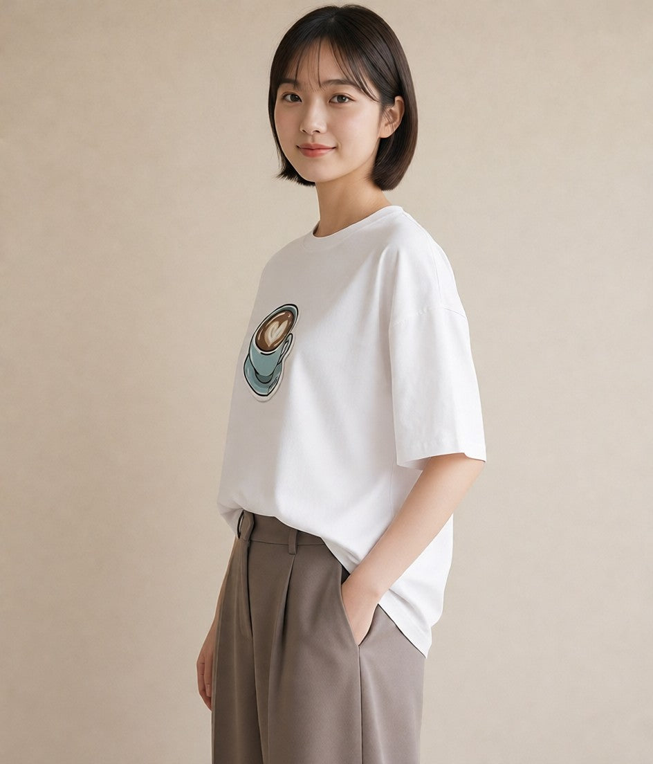 グラフィックTシャツ レディース エスプレッソ 食べ物 フード イラスト 可愛い デート 帰省 白T