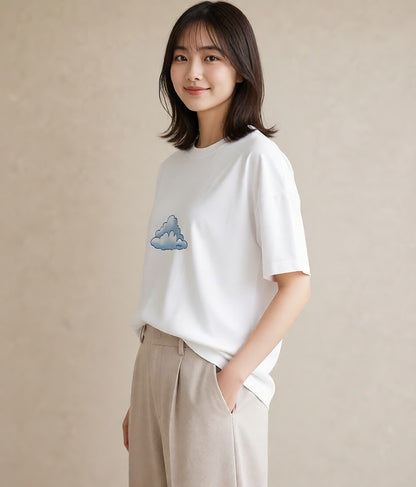 半袖Tシャツ レディース 虹 星空 宇宙 イラスト ガーリー ギフト 母の日 白T
