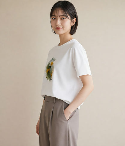デザインTシャツ レディース たんぽぽ 花 花柄 イラスト ラフ 母の日 ビーチ 白T
