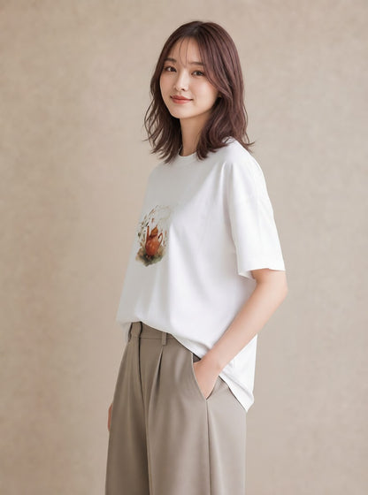 デザインTシャツ レディース 紅茶 食べ物 フード イラスト ラフ ルームウェア ギフト 白T