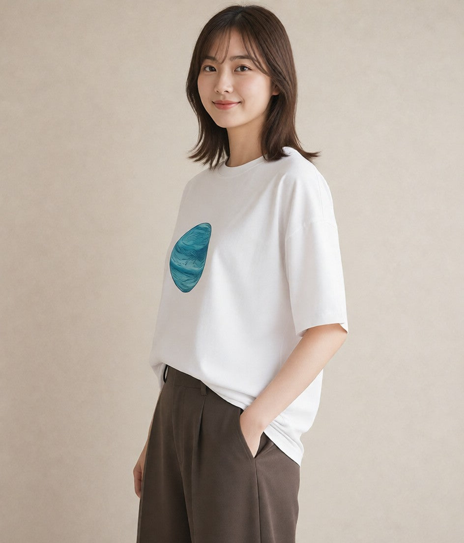 半袖Tシャツ レディース 土星 星空 宇宙 イラスト モード 夏コーデ 通学 白T