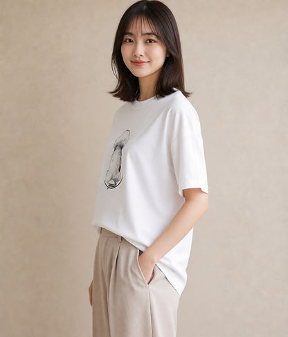 半袖Tシャツ レディース 保護犬 犬 いぬ イラスト お洒落 ギフト 母の日 白T