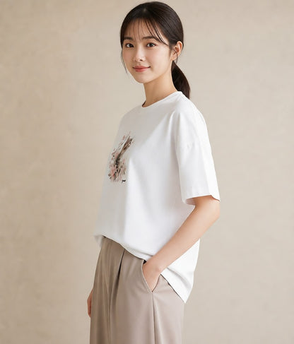 プリントTシャツ レディース ねこ 猫 ネコ イラスト 休日コーデ 友達ギフト 部屋着 白T