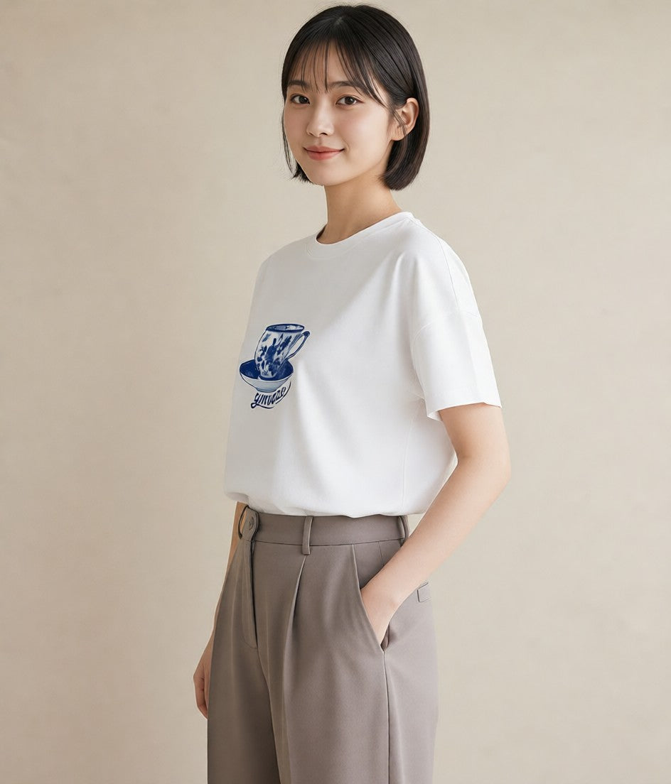 デザインTシャツ レディース ハーブティー 食べ物 フード イラスト アート風 おしゃれギフト 社会人 白T