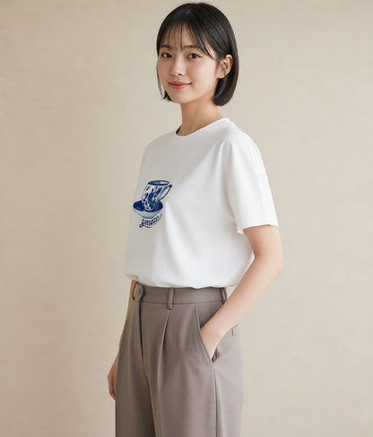 デザインTシャツ レディース ハーブティー 食べ物 フード イラスト アート風 おしゃれギフト 社会人 白T