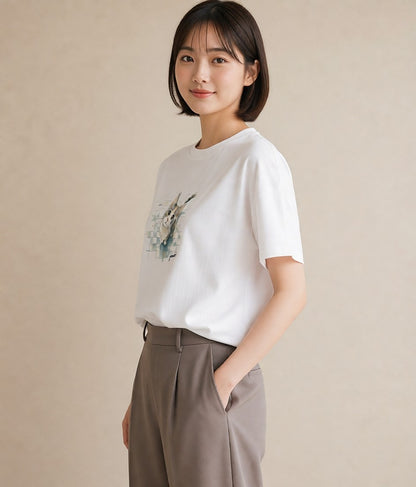 半袖Tシャツ レディース ラグドール 猫 ねこ イラスト ポップ 旅行 母娘コーデ 白T