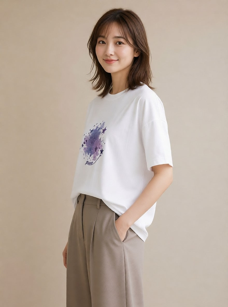 グラフィックTシャツ レディース 牡羊座 星空 宇宙 イラスト ポップ デート 帰省 白T