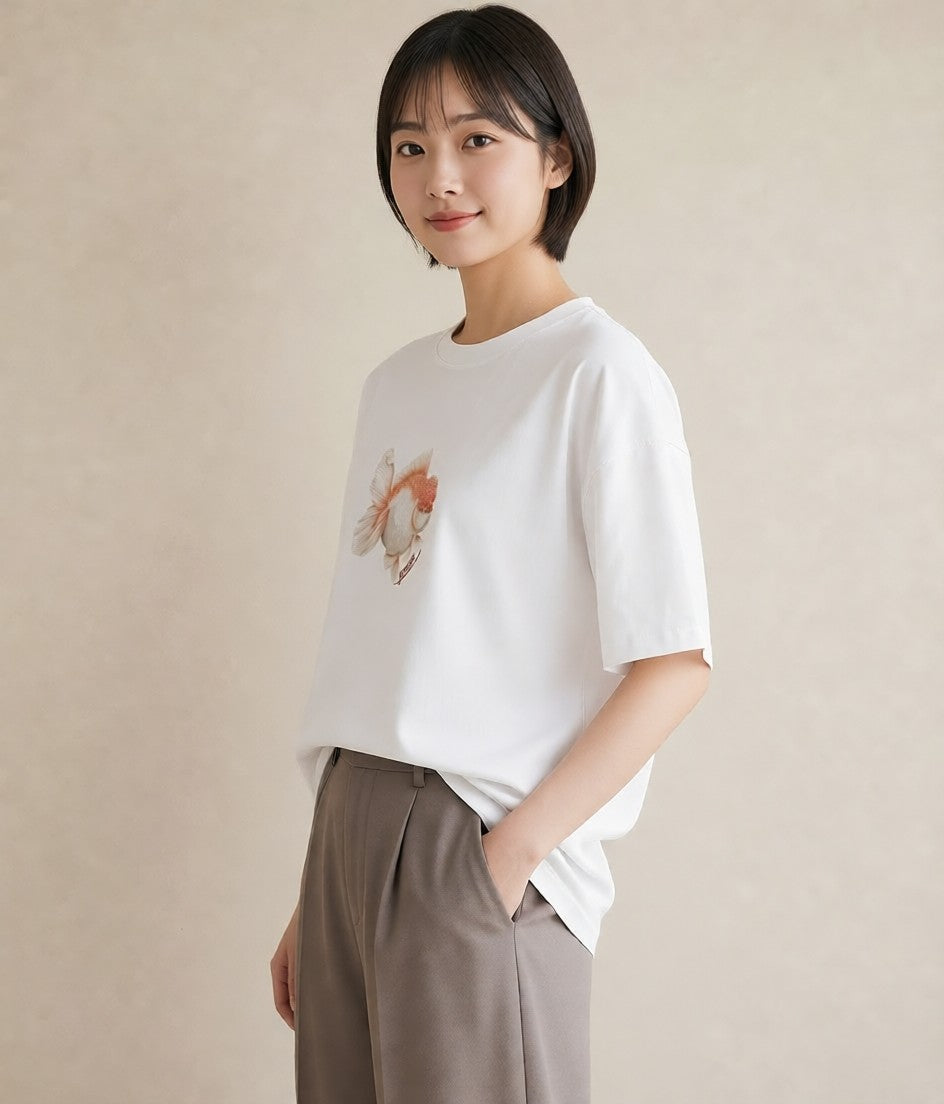 半袖Tシャツ レディース カクレクマノミ 海の生き物 海 イラスト 普段使い 公園 ママ 白T
