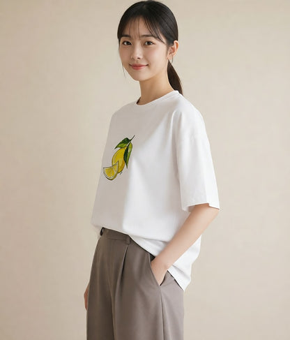 プリントTシャツ レディース アボカド 食べ物 フード イラスト 水彩風 在宅 公園 白T