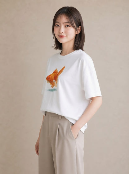 デザインTシャツ レディース カクレクマノミ 海の生き物 海 イラスト ゆるコーデ 休日 ペアコーデ 白T