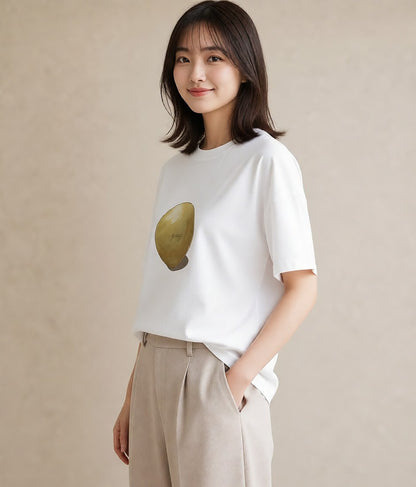 プリントTシャツ レディース たまご 食べ物 フード イラスト ボタニカル 旅行用 海 白T