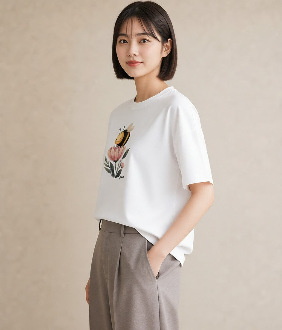プリントTシャツ レディース ハニー 食べ物 フード イラスト 北欧風 秋コーデ おしゃれギフト 白T