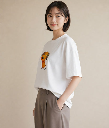 グラフィックTシャツ レディース 犬好き 犬 いぬ イラスト 秋コーデ おしゃれギフト 白T