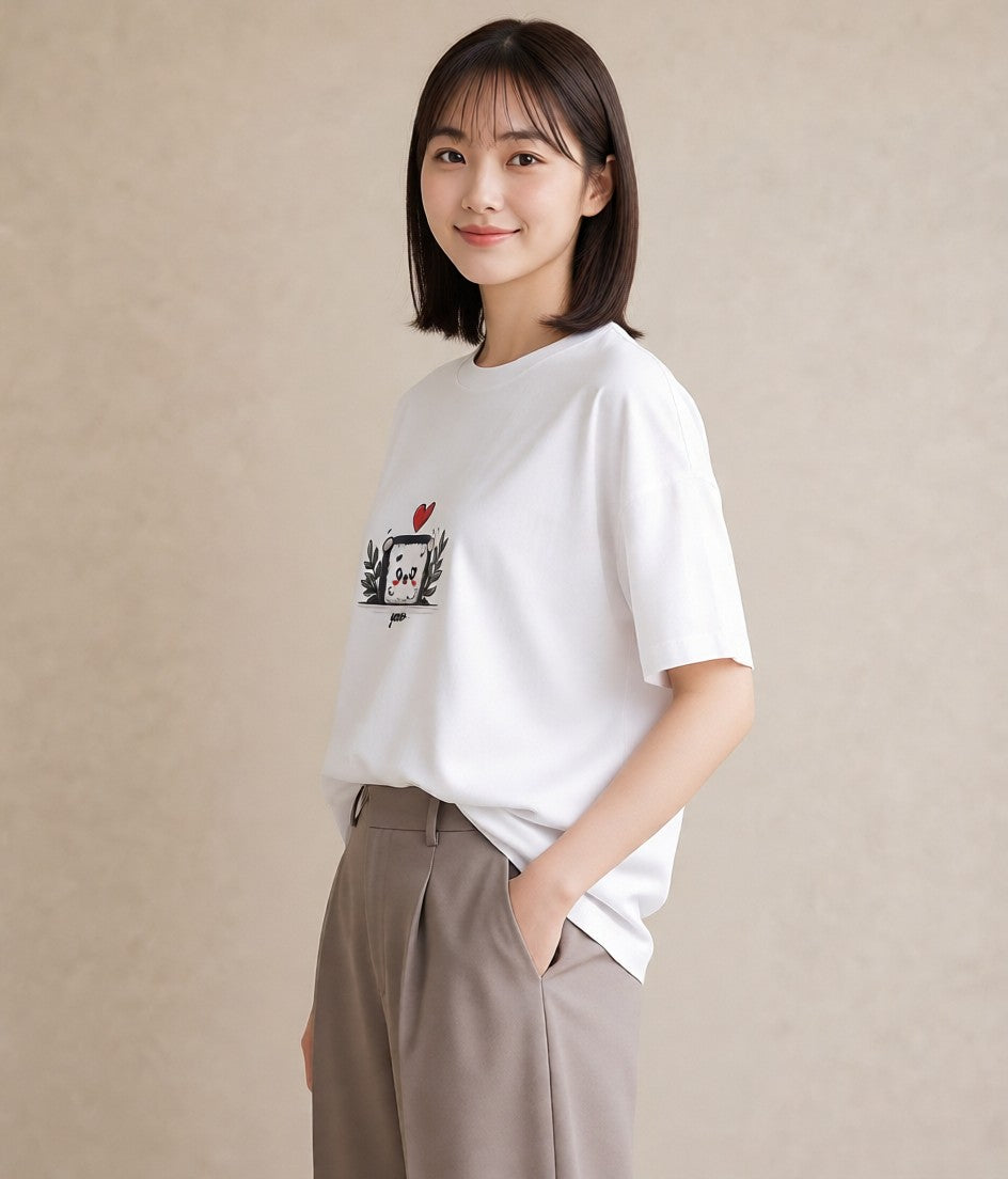 グラフィックTシャツ レディース おにぎり 食べ物 フード イラスト ラフカジュアル ビーチ デイリーウェア 白T