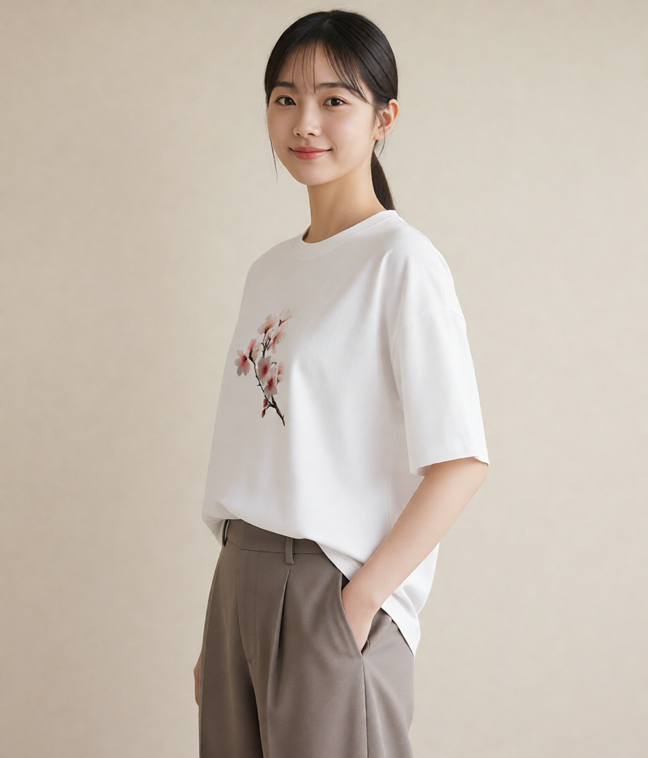 Tシャツ レディース さくら 桜 サクラ 花 花柄 イラスト ラフ レイヤード 友達ギフト 白T