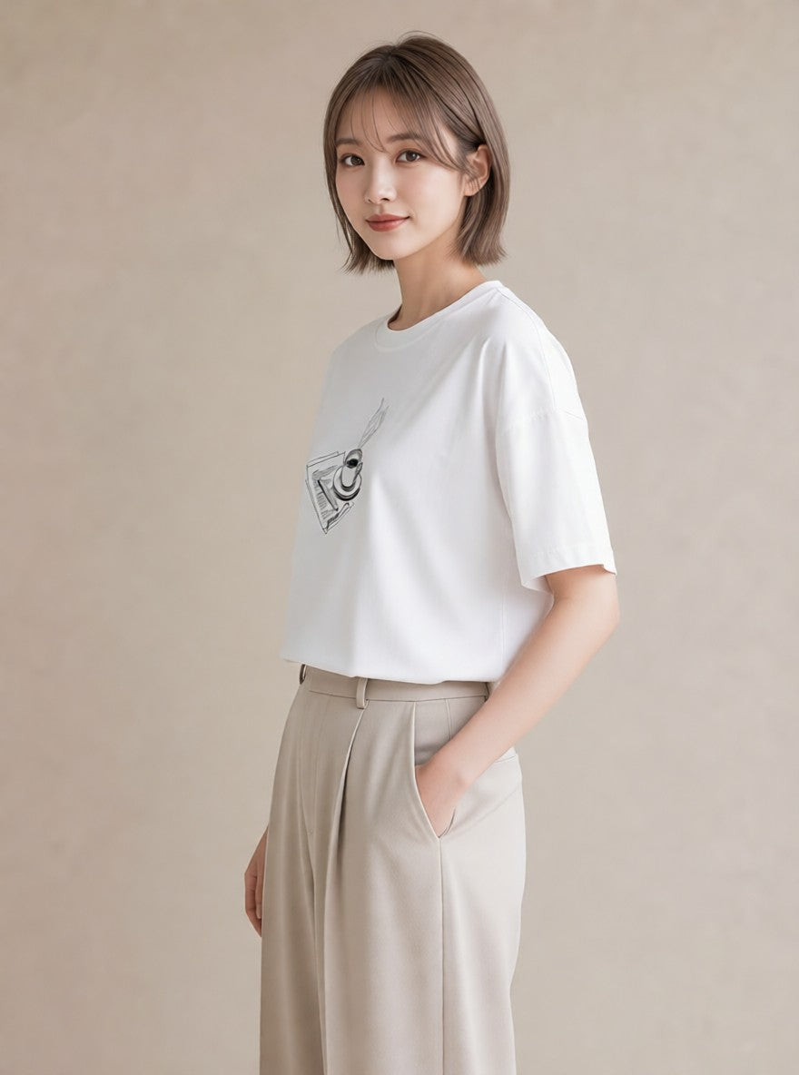プリントTシャツ レディース 本 読書 ブック イラスト ユニーク 女子会 お揃い 白T
