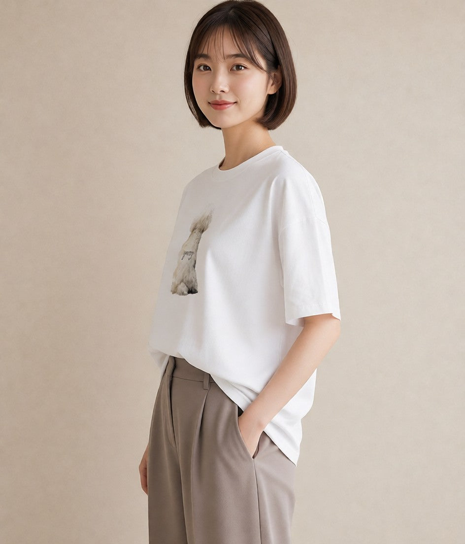 グラフィックTシャツ レディース トイプードル プードル 犬 いぬ イラスト 水彩風 友達ギフト 部屋着 白T
