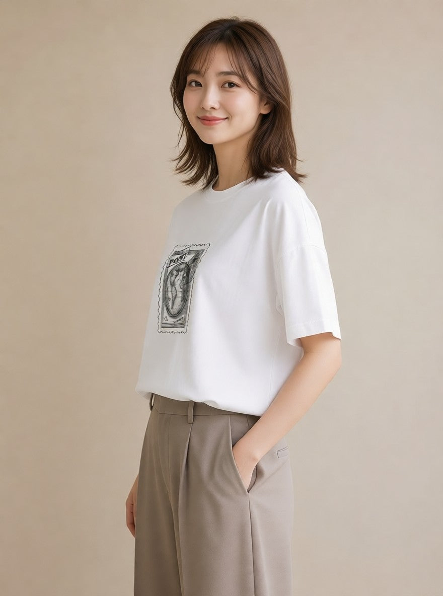 グラフィックTシャツ レディース 旅 トラベル スタンプ イラスト ポップ おしゃれギフト 社会人 白T