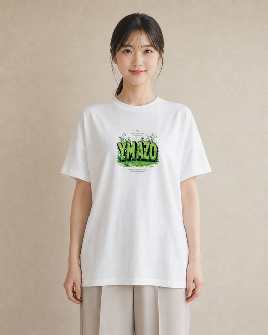 【受注生産】YMAZO Tシャツ レディース 半袖 ビッグT 花柄 フローラル ボタニカル 花 ブーケ 白T 綿100% ホワイト M L フェミニン ナチュラル 手描き デイリー 推し活 2026新作 ギフト プレ｜花便り（大きめプリント