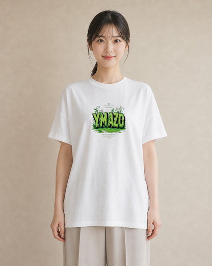 【受注生産】YMAZO Tシャツ レディース 半袖 ビッグT 花柄 フローラル ボタニカル 花 ブーケ 白T 綿100% ホワイト M L フェミニン ナチュラル 手描き デイリー 推し活 2026新作 ギフト プレ｜花便り（スタンダードプ