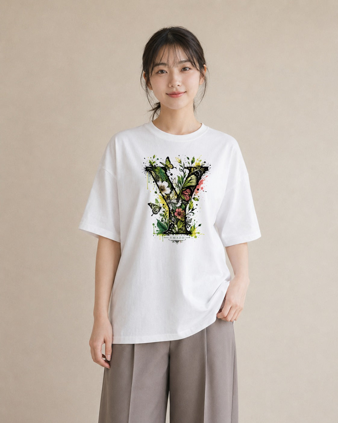 花の記す｜水彩 半袖Tシャツ レディース（大きめプリント 20×25cm）