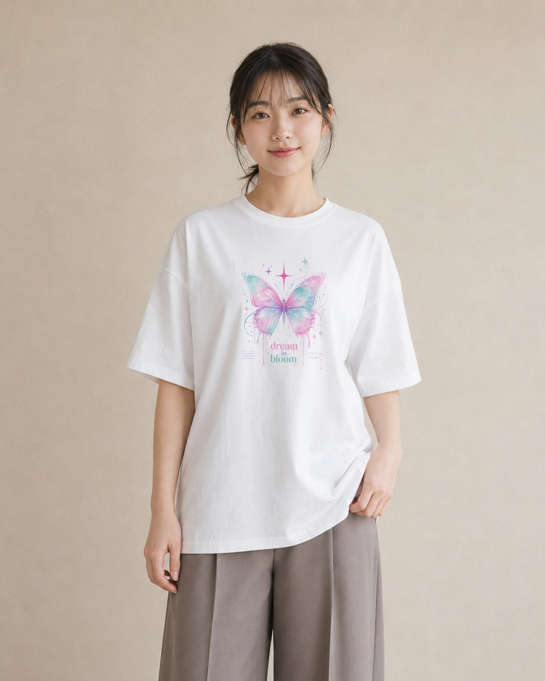 蝶夢花｜水彩 半袖Tシャツ レディース（スタンダードプリント 15×20cm）