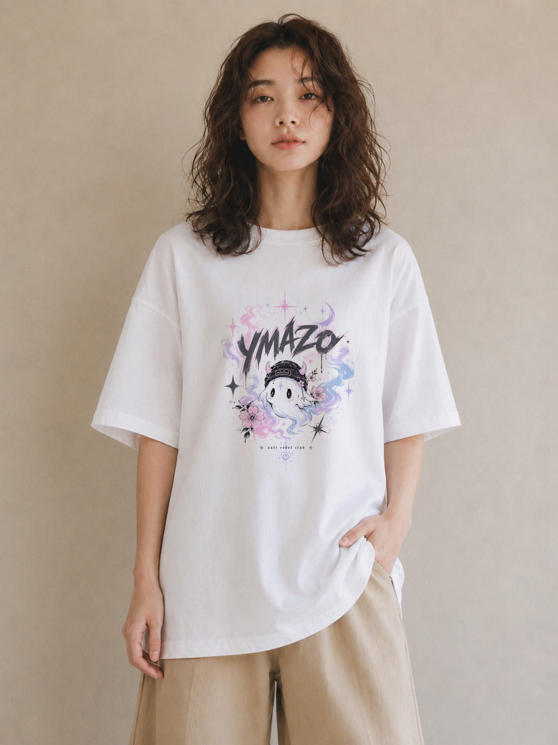 花の幻影｜水彩 半袖Tシャツ レディース（大きめプリント 20×25cm）
