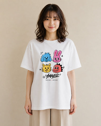 なかよし日和｜水彩 半袖Tシャツ レディース
